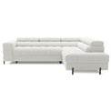 Corner sofa Elferucce R, sleeping function, Amore 01, bouclé, white, H93x200x276cm