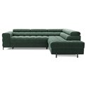 Corner sofa Elferucce R, sleeping function, Amore 35, bouclé, dark green, H93x200x276cm
