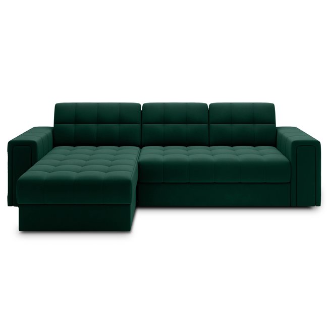 Угловой диван Elveni L/R Reversible, раздвижной, Lukso 35, бархат, зеленый, H82x150x260см