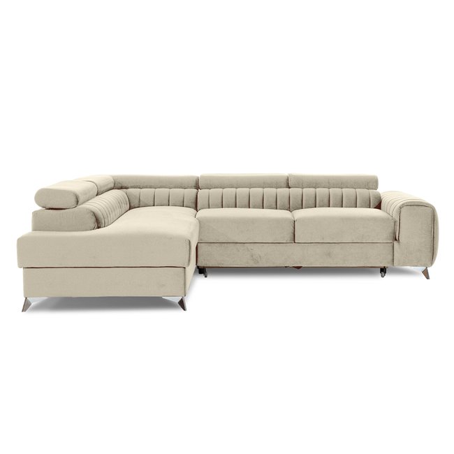 Corner sofa Elaurence L Monolith 04, velvet, beige, H92x205x278cm
