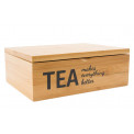 Tea box Tea makes everything better, bamboo, 21x16x7.5cm
