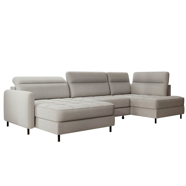 U shape sofa Elberto L, sleeping function, Raquel 03, grey, H100x165x306cm