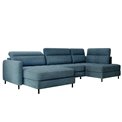 П-образный угловой диван Elberto L, раздвижной, Toscany 40, бархат, синий, H100x165x306см