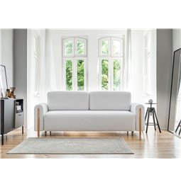 Sofa bed Elcadova Oak, sleeping function, Royal 03, bouclé, grey, H97x97x244cm