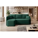 Corner sofa Elhandson L, sleeping function, Lukso 35, velvet, green, H89x150x206cm