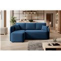 Corner sofa Elhandson L, sleeping function, Lukso 40, velvet, blue, H89x150x206cm