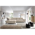 Corner sofa Elinferne L, sleeping function, Aura 18, velvet, beige, H107x210x297cm