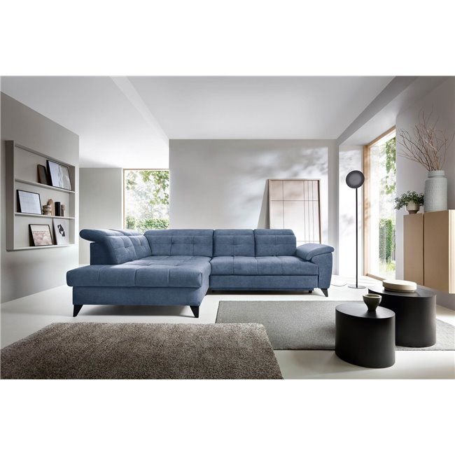 Corner sofa Elinferne L, sleeping function, Raquel 40, dark blue, H107x210x297cm