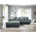 Corner sofa Elkampo L, sleeping function, Manhattan 38, velvet, green, H88x196x265cm
