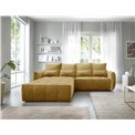 Corner sofa Elkampo L, sleeping function, Manhattan 45, velvet, yellow, H88x196x265cm