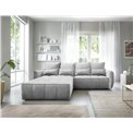 Corner sofa Elkampo L, sleeping function, Nube 3, velvet, grey, H88x196x265cm