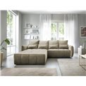 Corner sofa Elkampo L, sleeping function, Nube 20, velvet, brown, H88x196x265cm