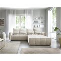 Corner sofa Elkampo R, sleeping function, Manhattan 18, velvet, beige, H88x196x265cm