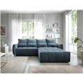 Corner sofa Elkampo R, sleeping function, Manhattan 40, velvet, dark blue, H88x196x265cm