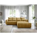 Corner sofa Elkampo R, sleeping function, Manhattan 45, velvet, yellow, H88x196x265cm