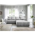 Corner sofa Elkampo R, sleeping function, Nube 3, velvet, grey, H88x196x265cm