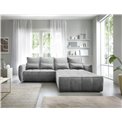 Corner sofa Elkampo R, sleeping function, Nube 4, velvet, grey, H88x196x265cm