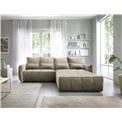 Corner sofa Elkampo R, sleeping function, Nube 20, velvet, brown, H88x195x265cm