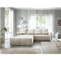 Corner sofa Elkampo L, sleeping function, Manhattan 18, velvet, beige, H88x196x265cm