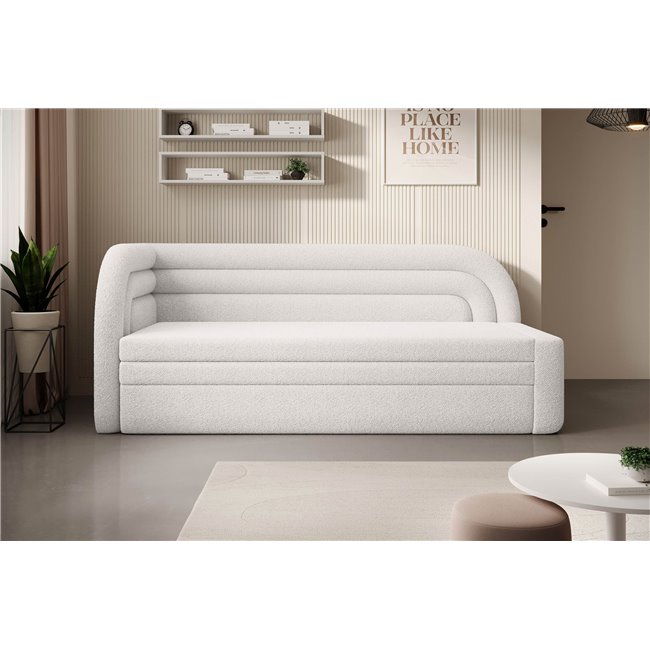 Sofa bed Elfabilo L, sleeping function, Royal 01, bouclé, white, H80x86x223cm