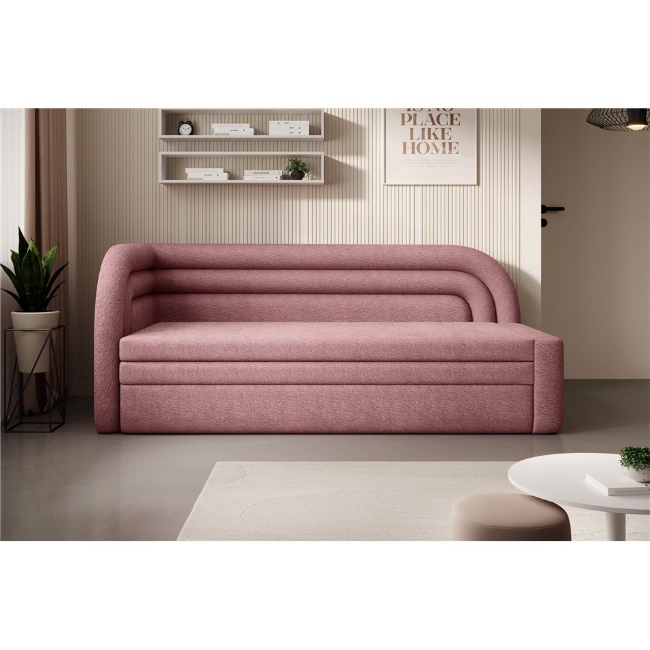 Sofa bed Elfabilo L, sleeping function, Touch 24, textured velvet, pink, H80x86x223cm