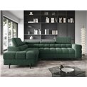 Corner sofa Elferucce L, sleeping function, Amore 35, bouclé, dark green, H93x200x276cm