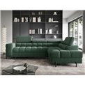 Corner sofa Elferucce R, sleeping function, Amore 35, bouclé, dark green, H93x200x276cm