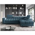 Corner sofa Elferucce R, sleeping function, Amore 40, bouclé, dark blue, H93x200x276cm