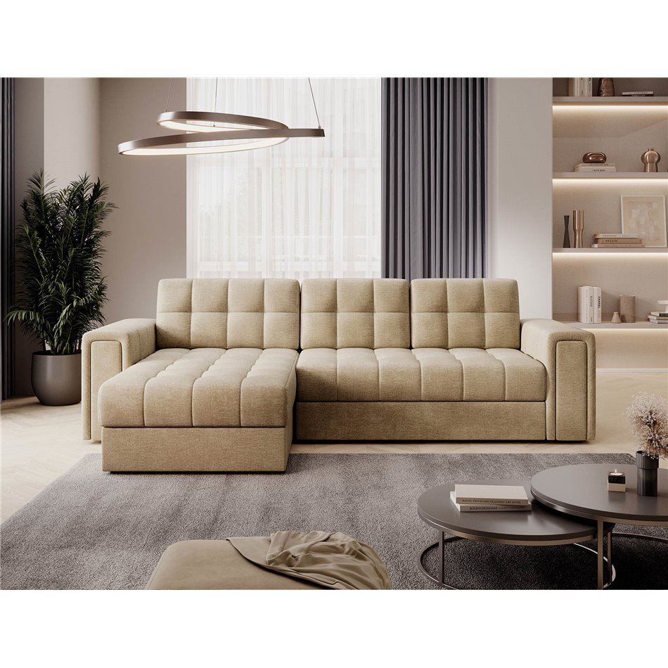 Угловой диван Elveni L/R Reversible, раздвижной, Монолит 09, бежевый, H82x150x260см