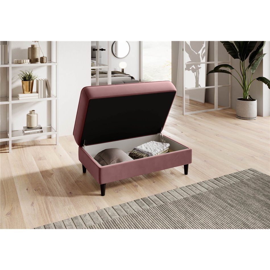 Пуф с ящиком для хранения Elbellis, Velvetmat 24, бархат, лосось, H42x62x97см
