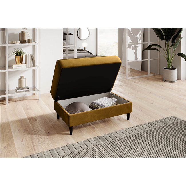 Pouf with storage Elbellis Loco 45, velvet, yellow, H42x62x97cm