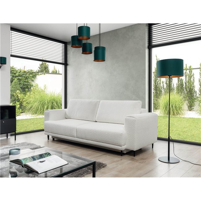 Sofa bed Edalia Royal 01, bouclé, white, H90x95x260cm