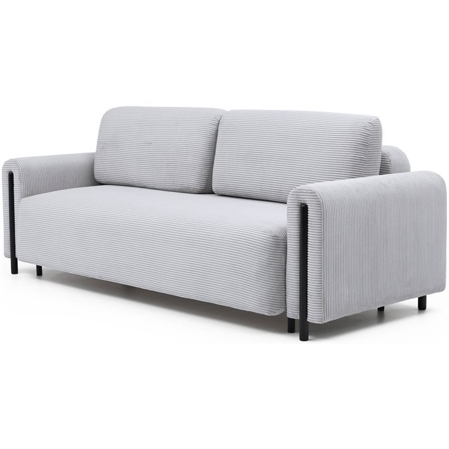 Sofa bed Elcadova Black, sleeping function, Jarell 04, wavy velvet, grey, H97x97x244cm