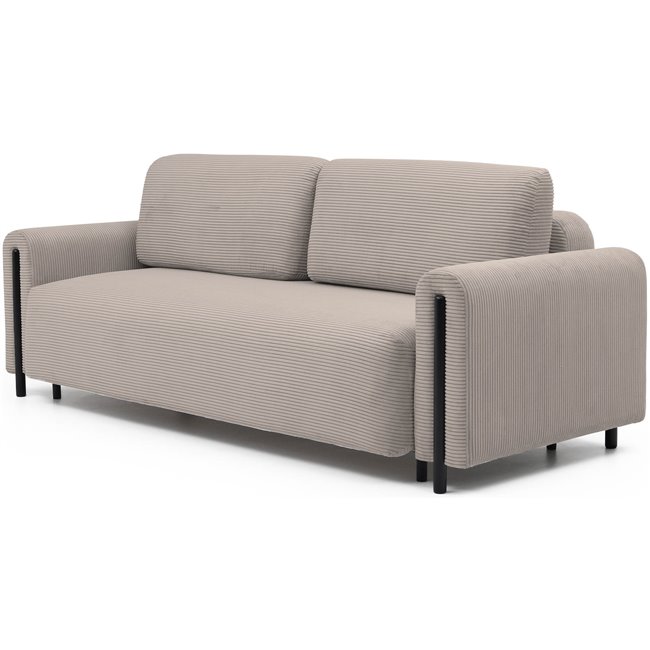 Диван-кровать Elcadova Black, раздвижной, Jarell 20, волнистый бархат, темно-бежевый, H97x97x244см