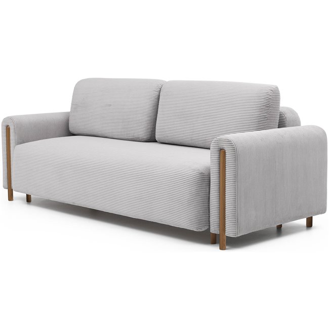 Sofa bed Elcadova Oak, sleeping function, Jarell 03, wavy velvet, grey, H97x97x244cm