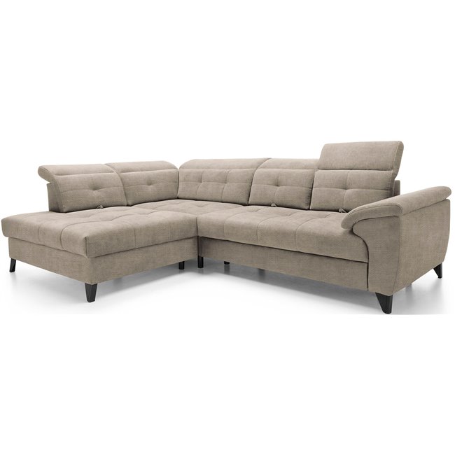 Corner sofa Elinferne L, sleeping function, Raquel 20, beige, H107x210x297cm