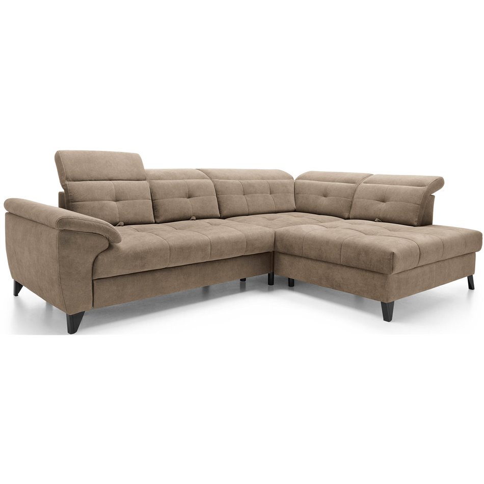 Угловой диван Elinferne R, раздвижной, Aura 20, бархат, темно-бежевый, H107x210x297см