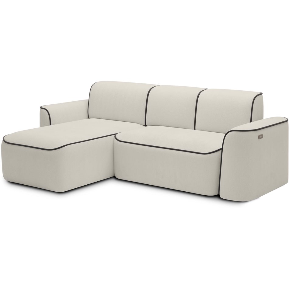 Corner sofa Elume L, sleeping function, Amore 01, Velvetmat 22, bouclé, beige, H88x190x287cm