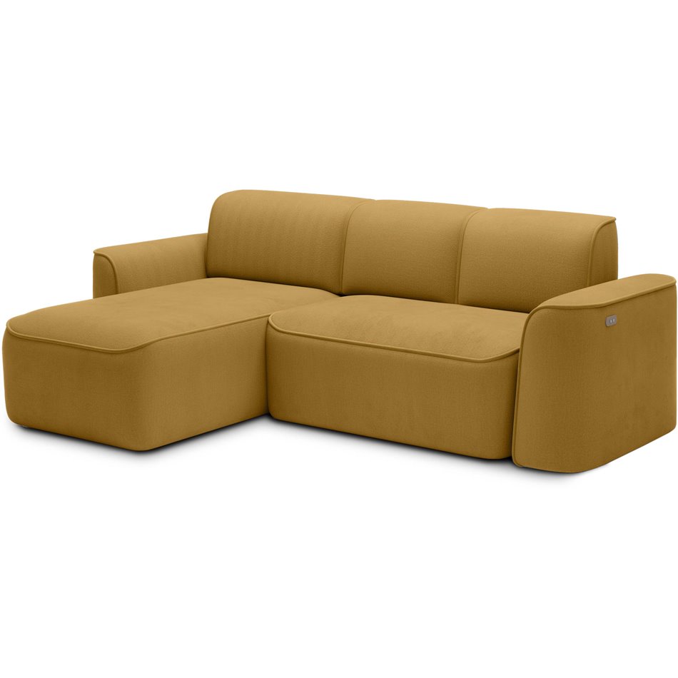 Corner sofa Elume L, sleeping function, Amore 45, Riviera 41, bouclé, yellow, H88x190x287cm