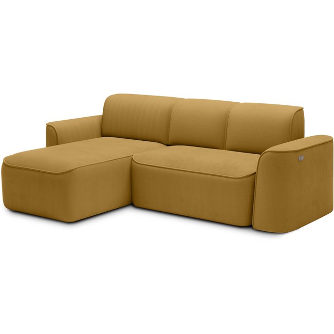 Corner sofa Elume L, sleeping function, Amore 45, Riviera 41, bouclé, yellow, H88x190x287cm