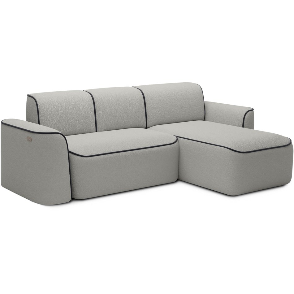 Угловой диван Elume R, с механизмом раскладыванием, Royal 04, Velvetmat 6, букле, серый, H88x190x287см