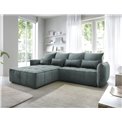 Corner sofa Elkampo L, sleeping function, Manhattan 38, velvet, green, H88x196x265cm