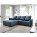 Corner sofa Elkampo L, sleeping function, Manhattan 40, velvet, dark blue, H88x196x265cm