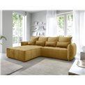 Corner sofa Elkampo L, sleeping function, Manhattan 45, velvet, yellow, H88x196x265cm
