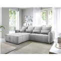 Corner sofa Elkampo L, sleeping function, Nube 3, velvet, grey, H88x196x265cm