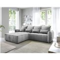 Corner sofa Elkampo L, sleeping function, Nube 4, velvet, grey, H88x196x265cm