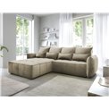 Corner sofa Elkampo L, sleeping function, Nube 20, velvet, brown, H88x196x265cm