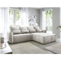 Corner sofa Elkampo R, sleeping function, Manhattan 18, velvet, beige, H88x196x265cm