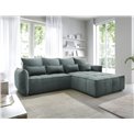 Corner sofa Elkampo R, sleeping function, Manhattan 38, velvet, green, H88x196x265cm