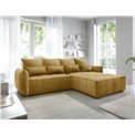 Corner sofa Elkampo R, sleeping function, Manhattan 45, velvet, yellow, H88x196x265cm
